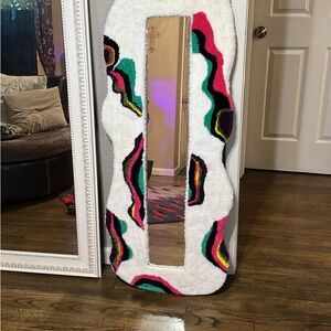 Abstract Multicolor Tufted rug mirror